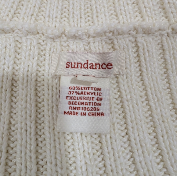 Sundance Legends rib knit side tie turtleneck sweater, ivory cream, size M - Picture 4 of 9